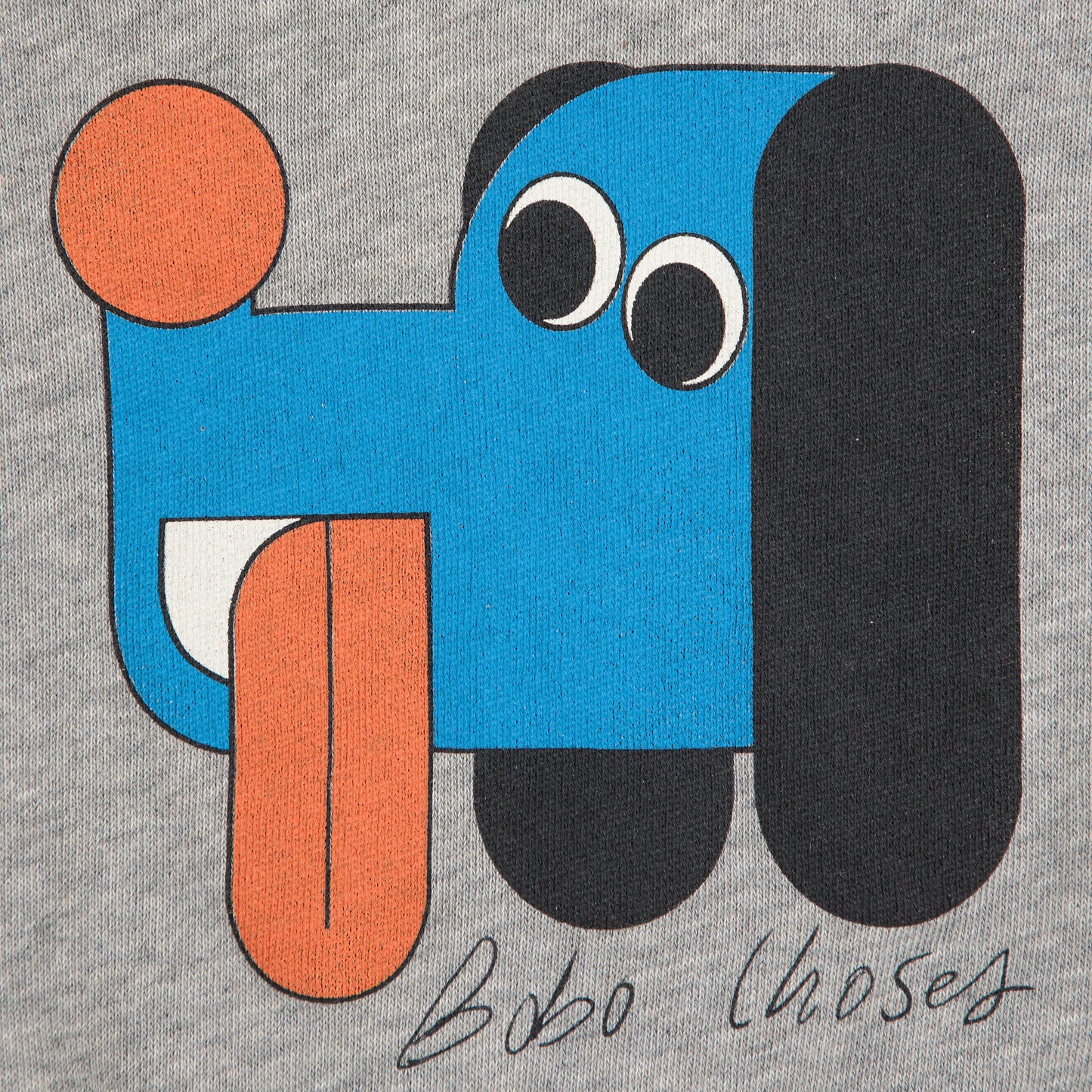 Gray shirt with a colorful dog graphic and 'Bobo Choses' branding