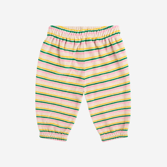 Striped baby pants on a white background