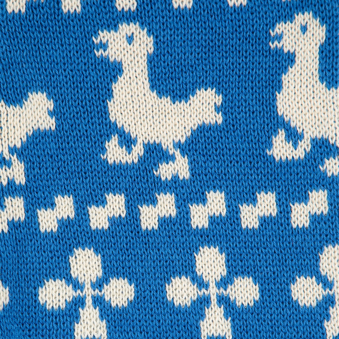 Blue fabric with white geometric pattern