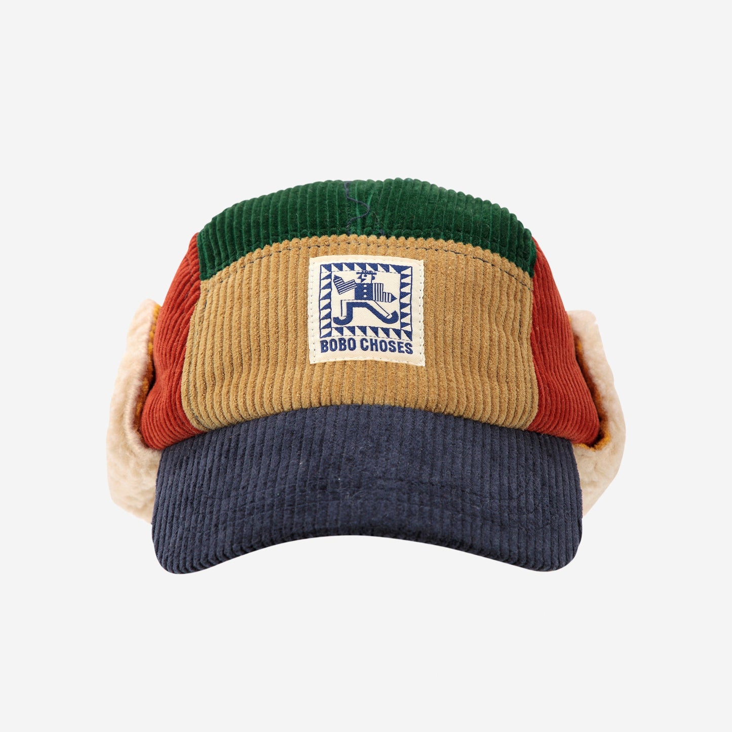 Colorful visor cap with a patch on a white background