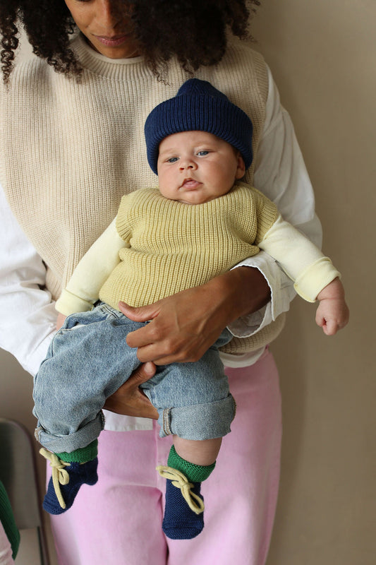 Blue / Grass Merino Wool Booties