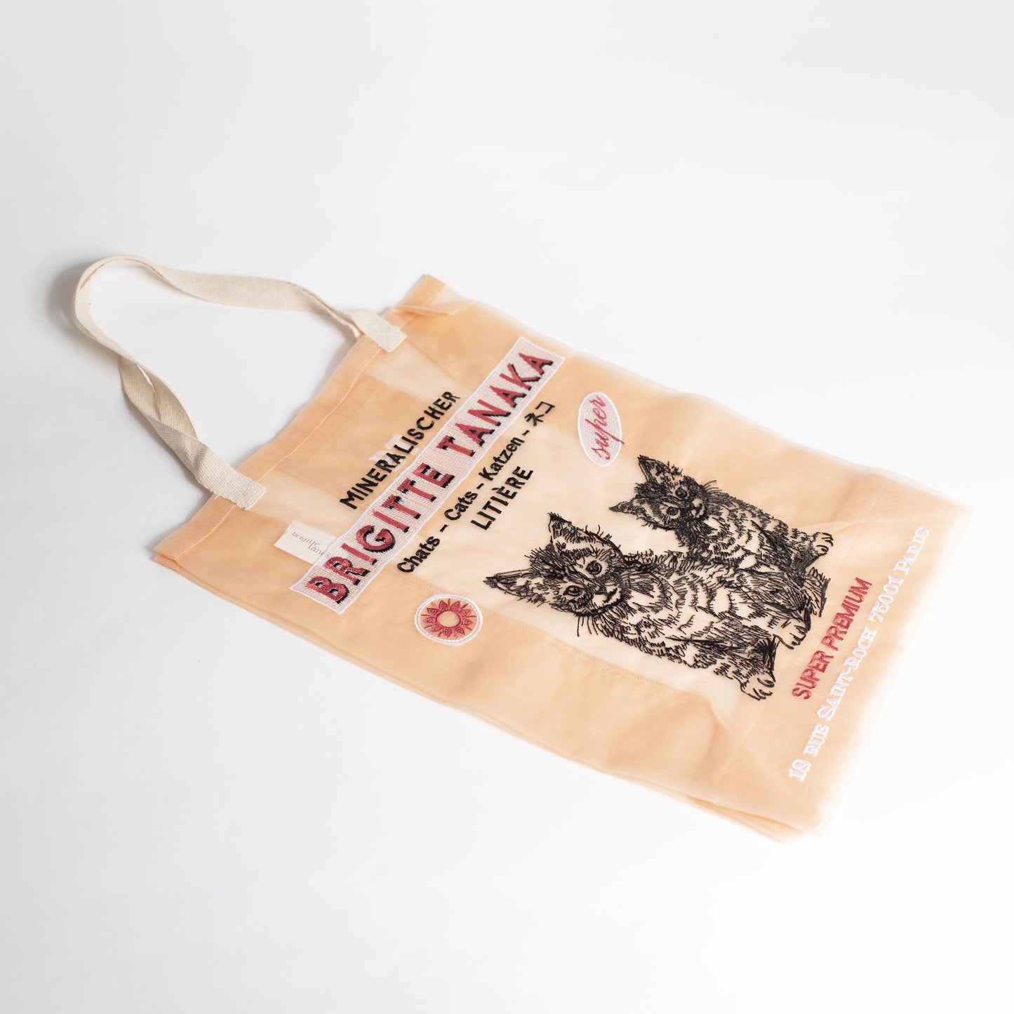 Brigitte Tanaka Cats Peach Organza Bag
