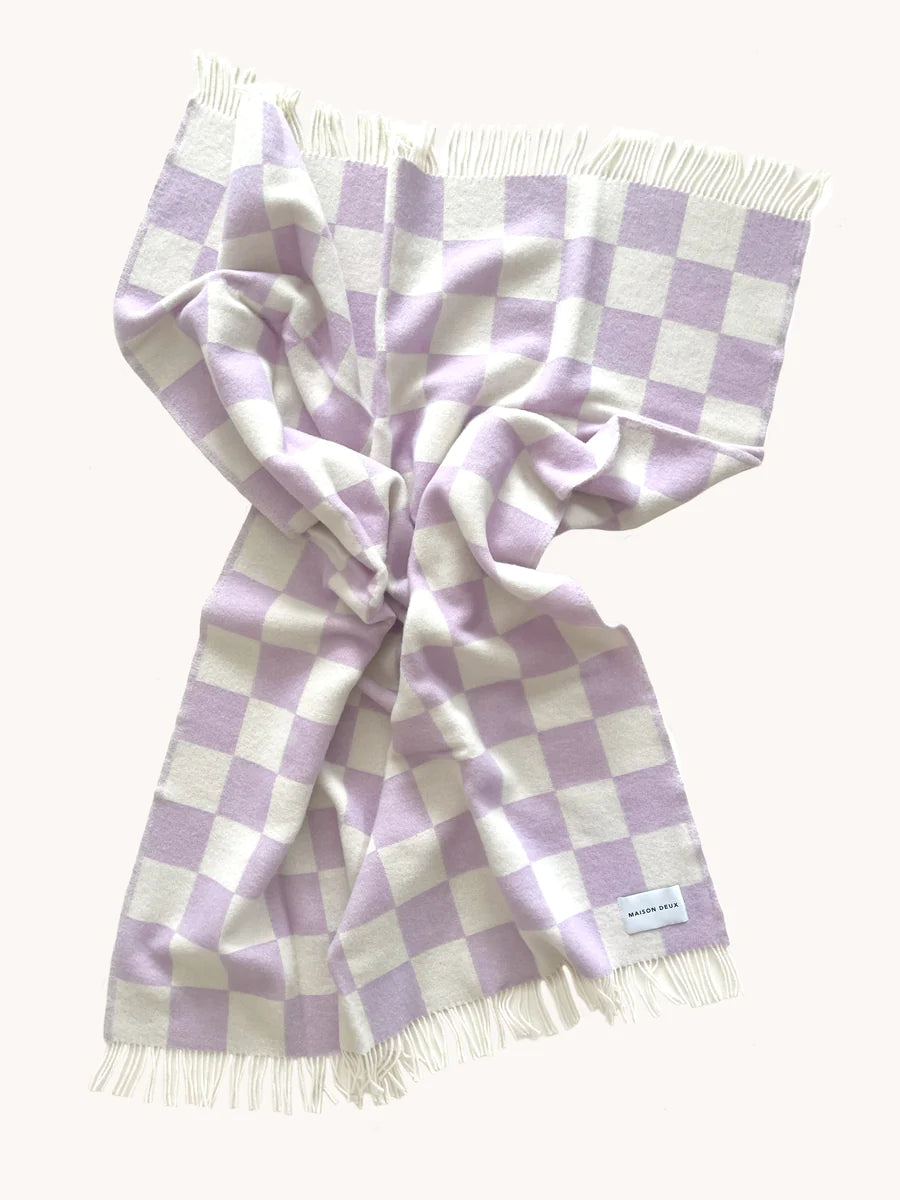 Maison Deux - Checkerboard Blanket Lilac and White