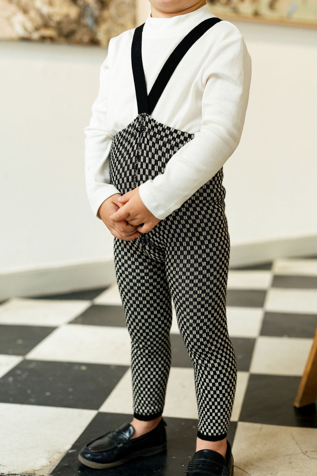 Silly Silas Atelier Collection Black x White Checked Footless Tights