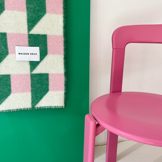 Grass Pink Cubics Blanket