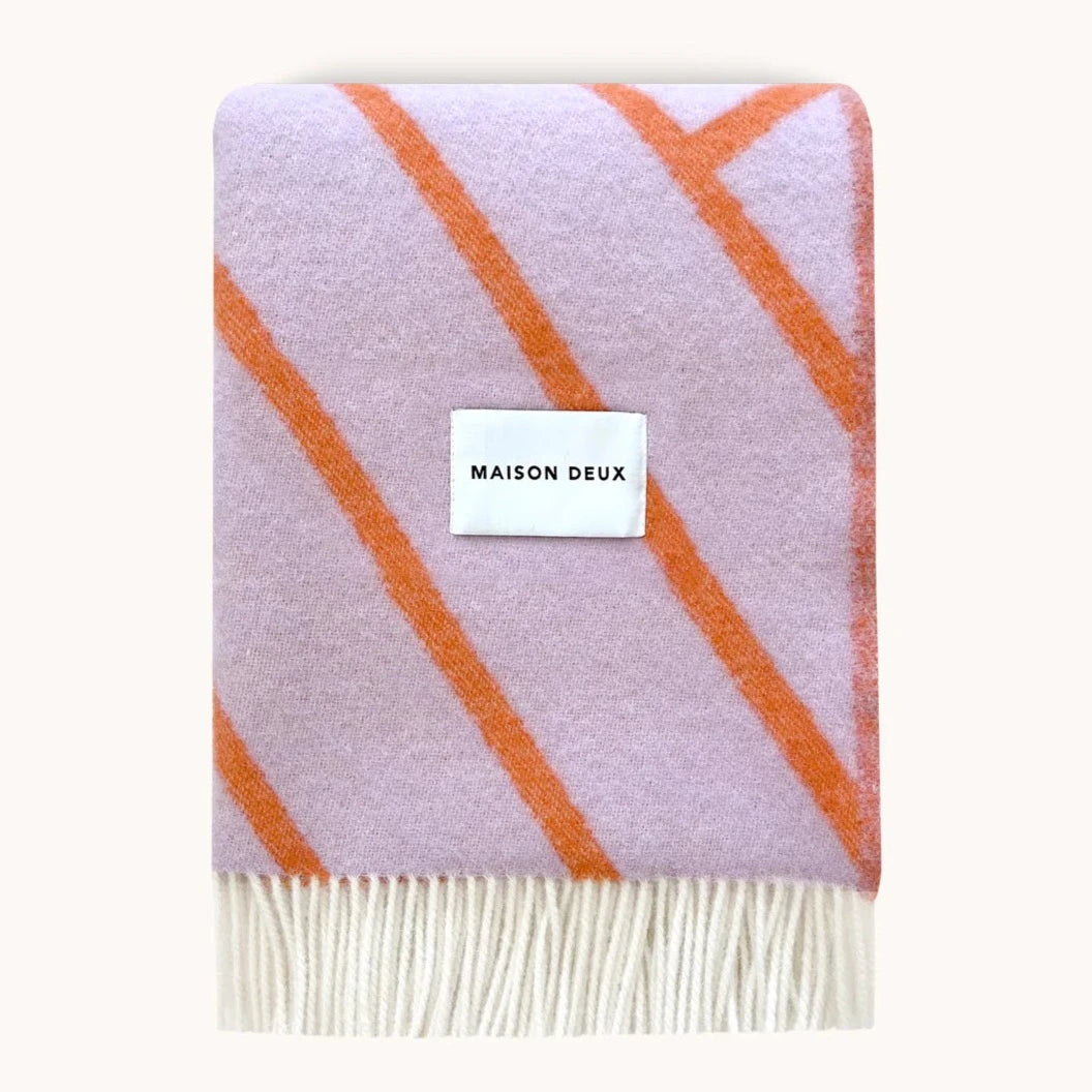 Maison Deux - Lilac Orange Lines Blanket