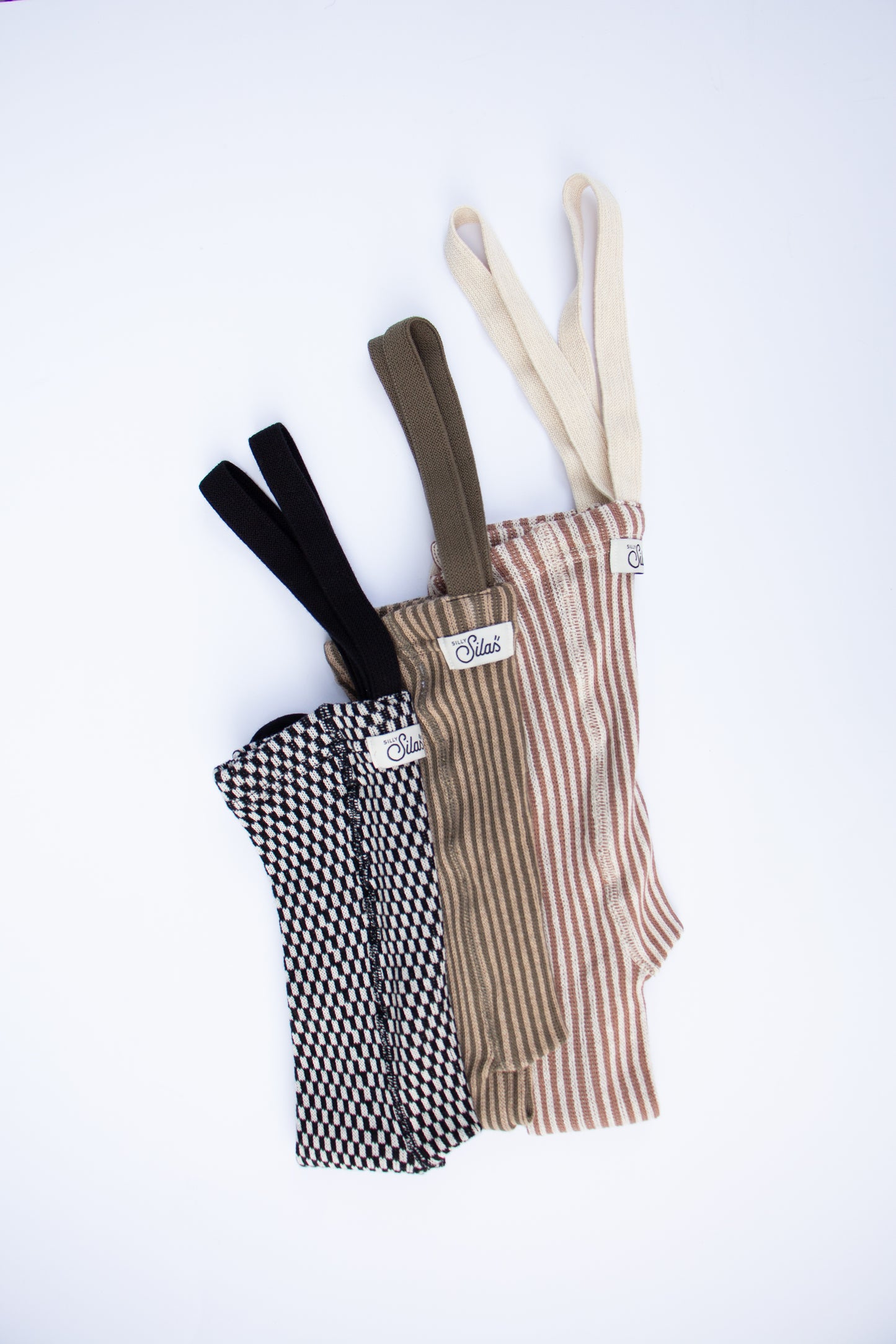 Silly Silas Atelier Collection Seaweed Brown x Peanut Striped Footed Tights