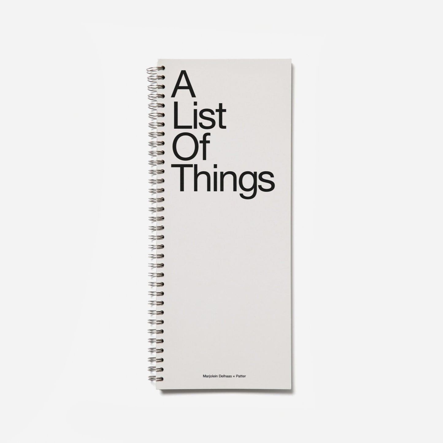 Notebook titled 'A List Of Things' on a white background