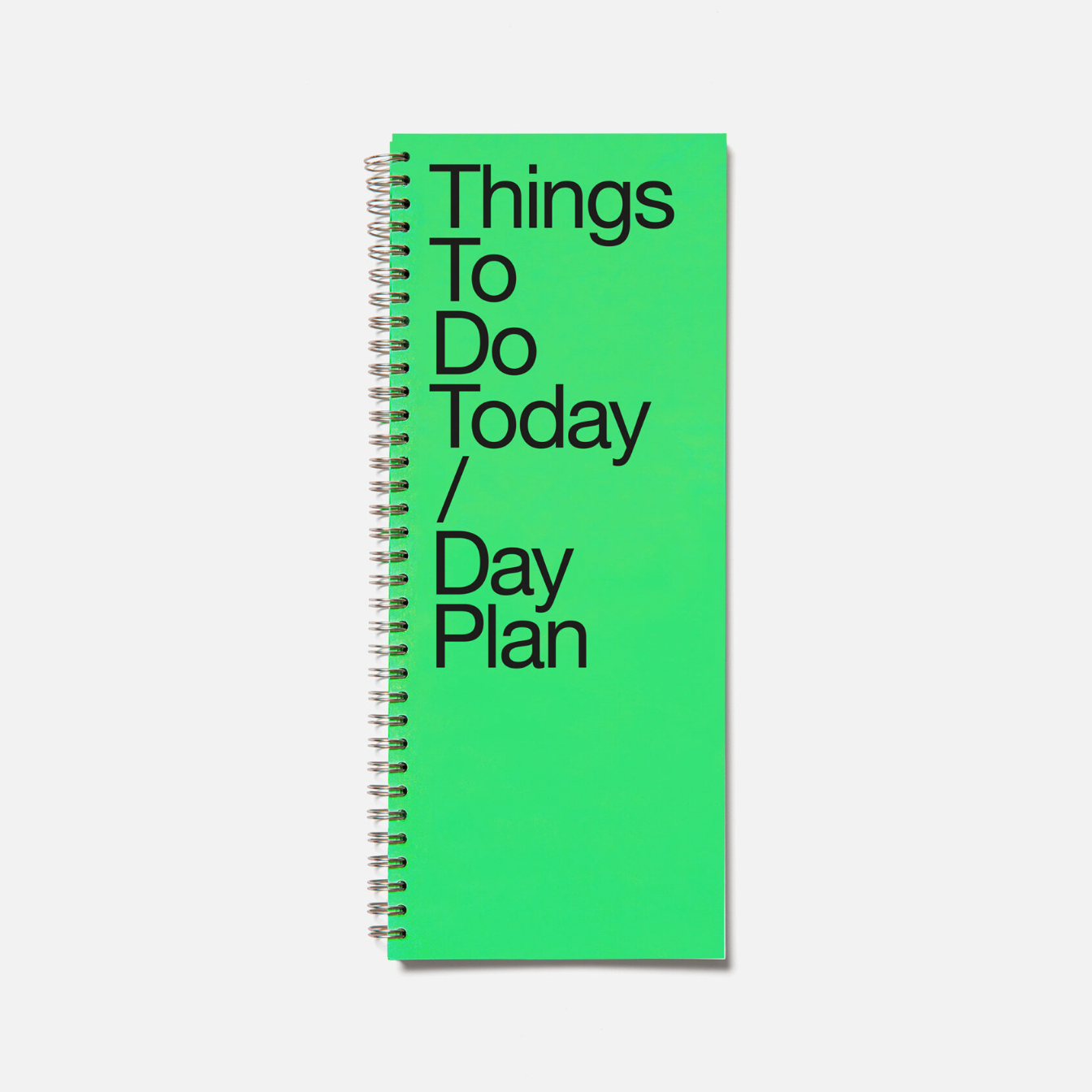Green planner with 'Things To Do Today / Day Plan' text on a white background