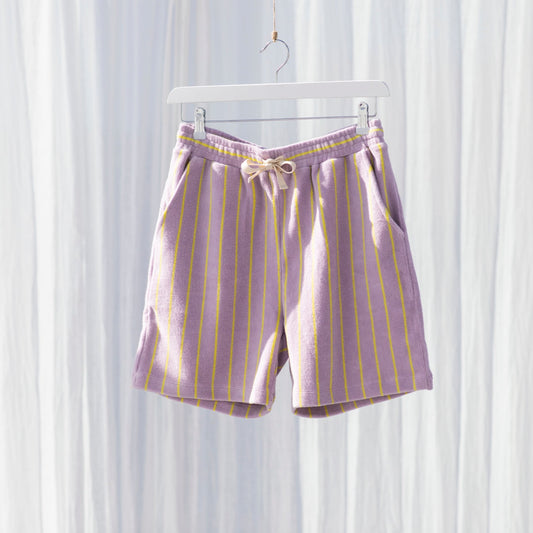 Bongusta Naram Shorts, Lilac & Neon Yellow Stripe