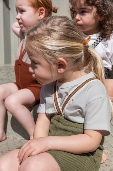 Silly Silas Olive Striped Shorty Tights with Braces