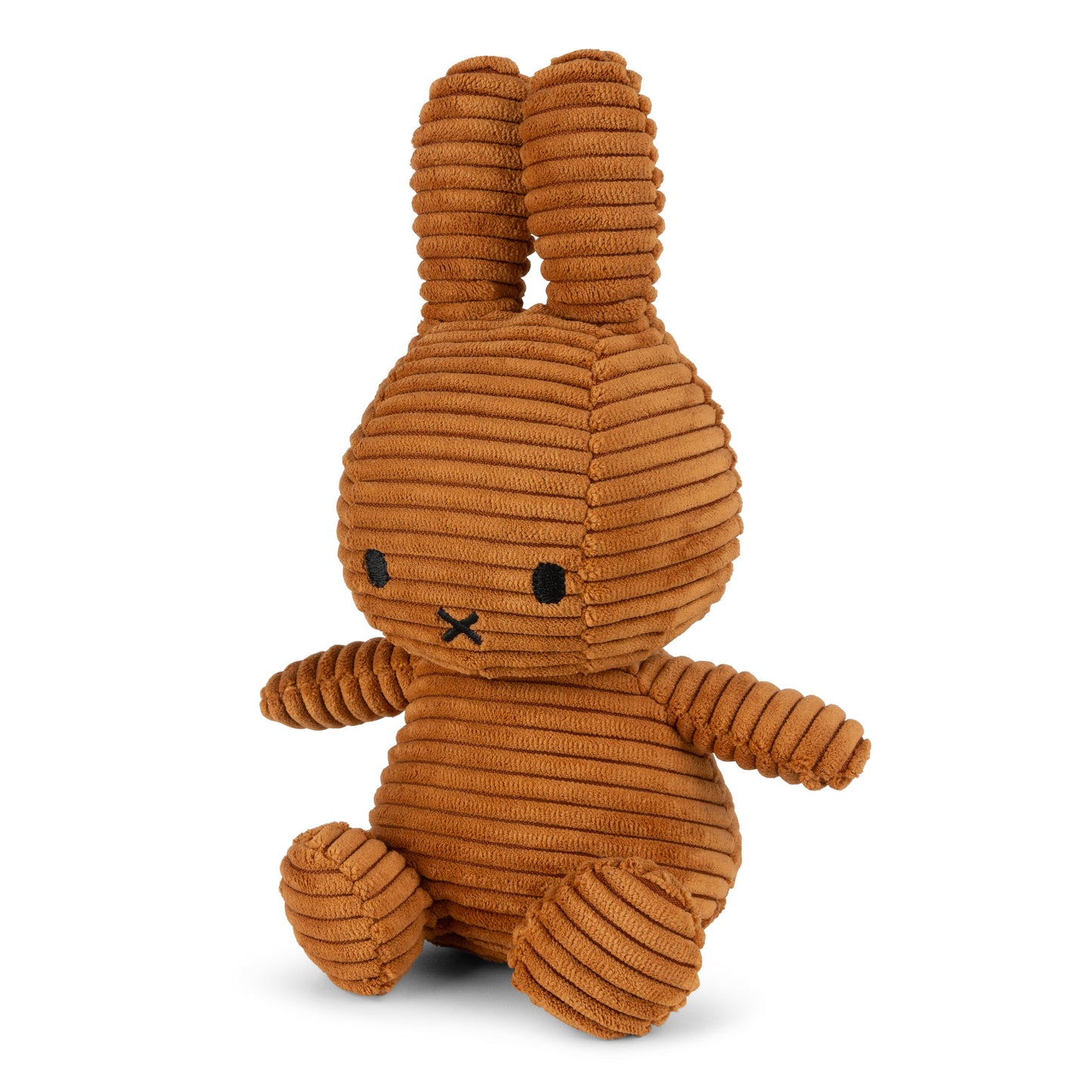 Brown plush bunny toy on a white background