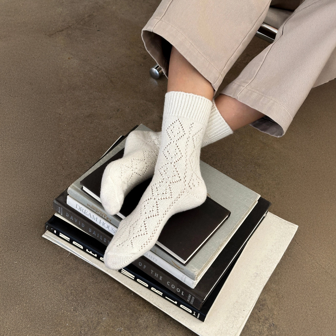 Le Bon Shoppe Cream Cashmere Pointelle Socks