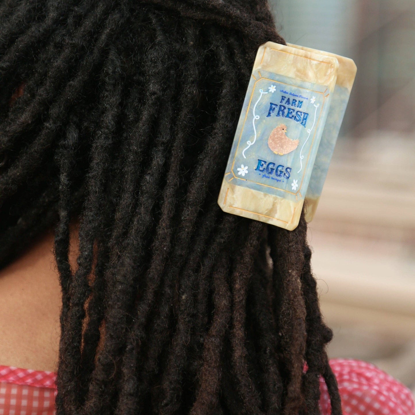 Farm Fresh Eggs Hand-Painted Claw Hair Clip