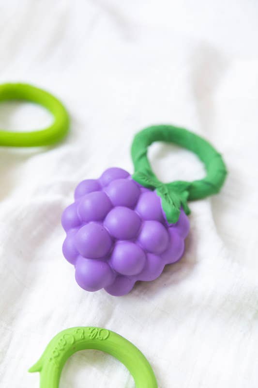 Grape Natural Rubber Baby Rattle