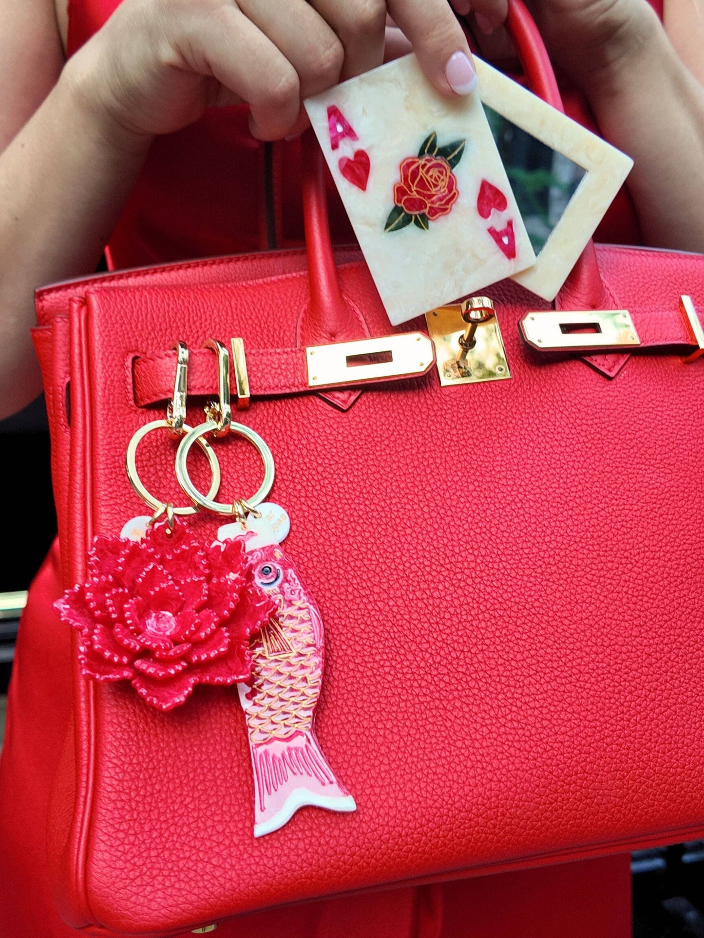 Ace of Hearts Hand-Painted Compact Mirror