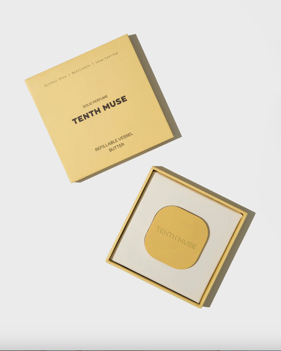 Tenth Muse refillable vessel butter packaging on a white background
