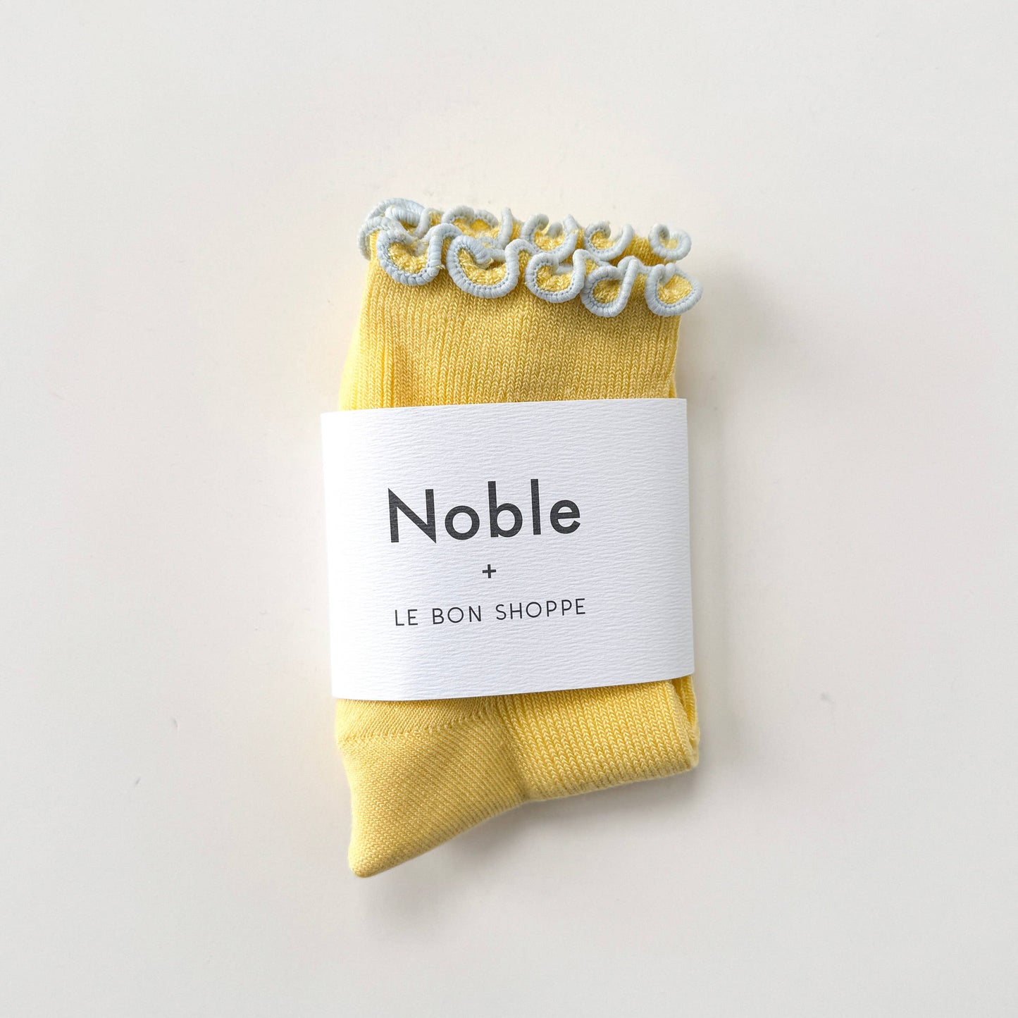 Le Bon Shoppe Butter/Baby Blue Petite Ruffled Modal Socks