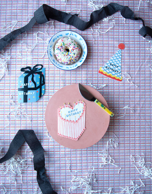 Heart Cake Birthday Die Cut Greeting Card