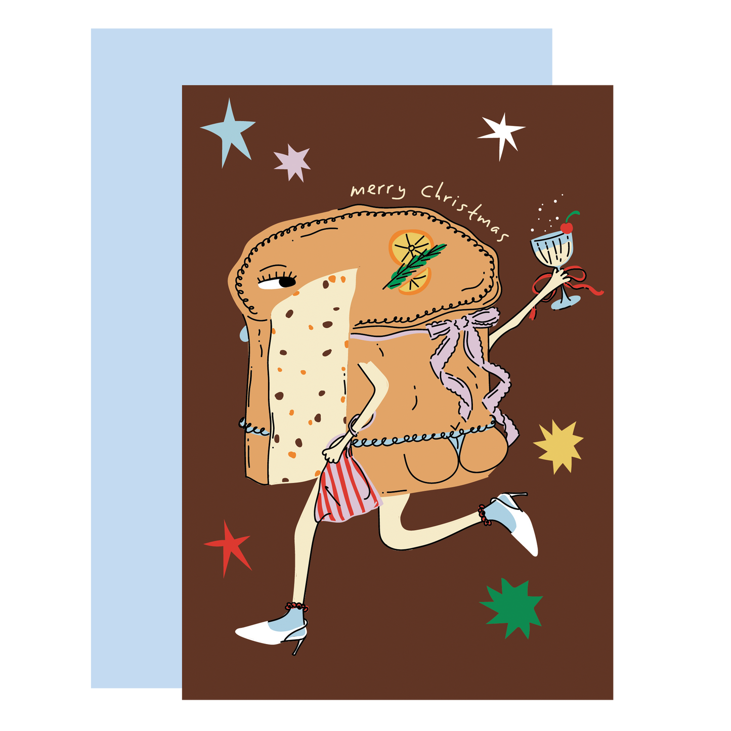 Panettone in Boots Christmas Greeting Card