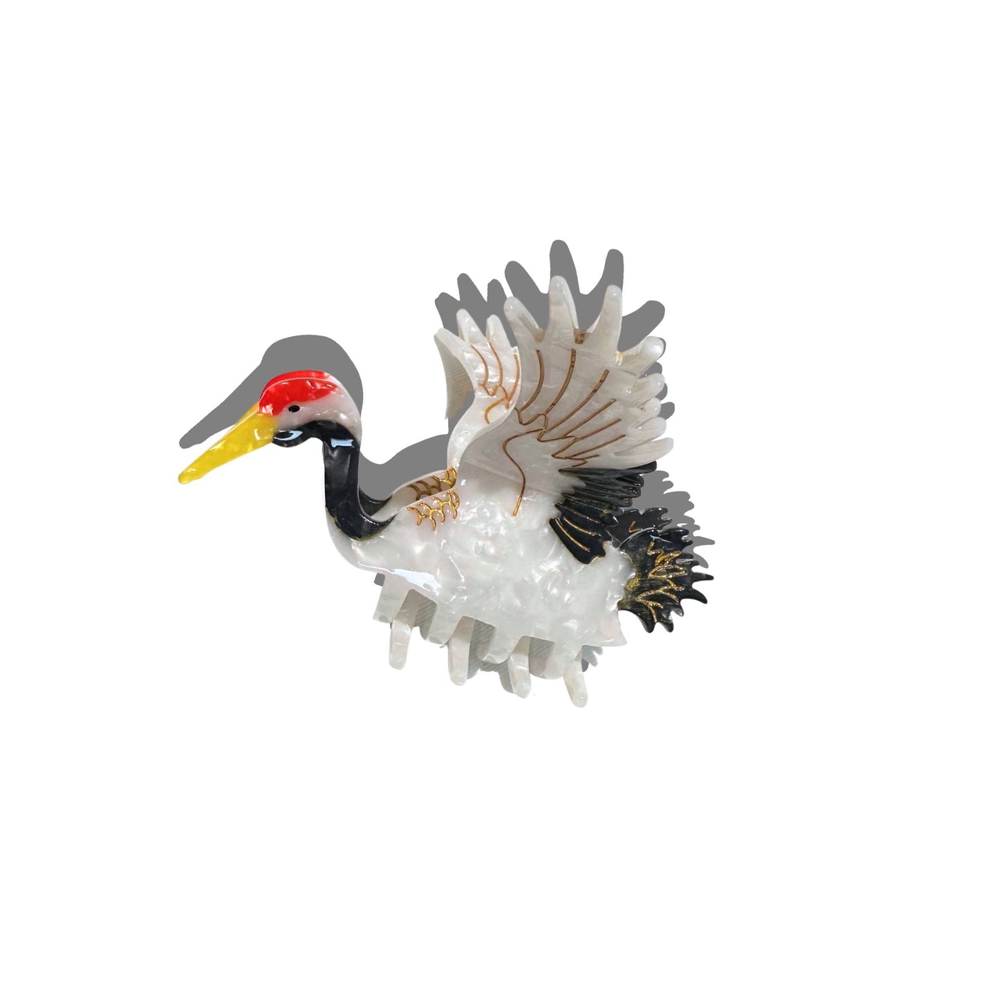 Hand-Painted Crane Bird Claw Hair Clip