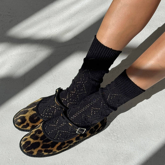 Le Bon Shoppe Jet Black Modal Eyelet Socks
