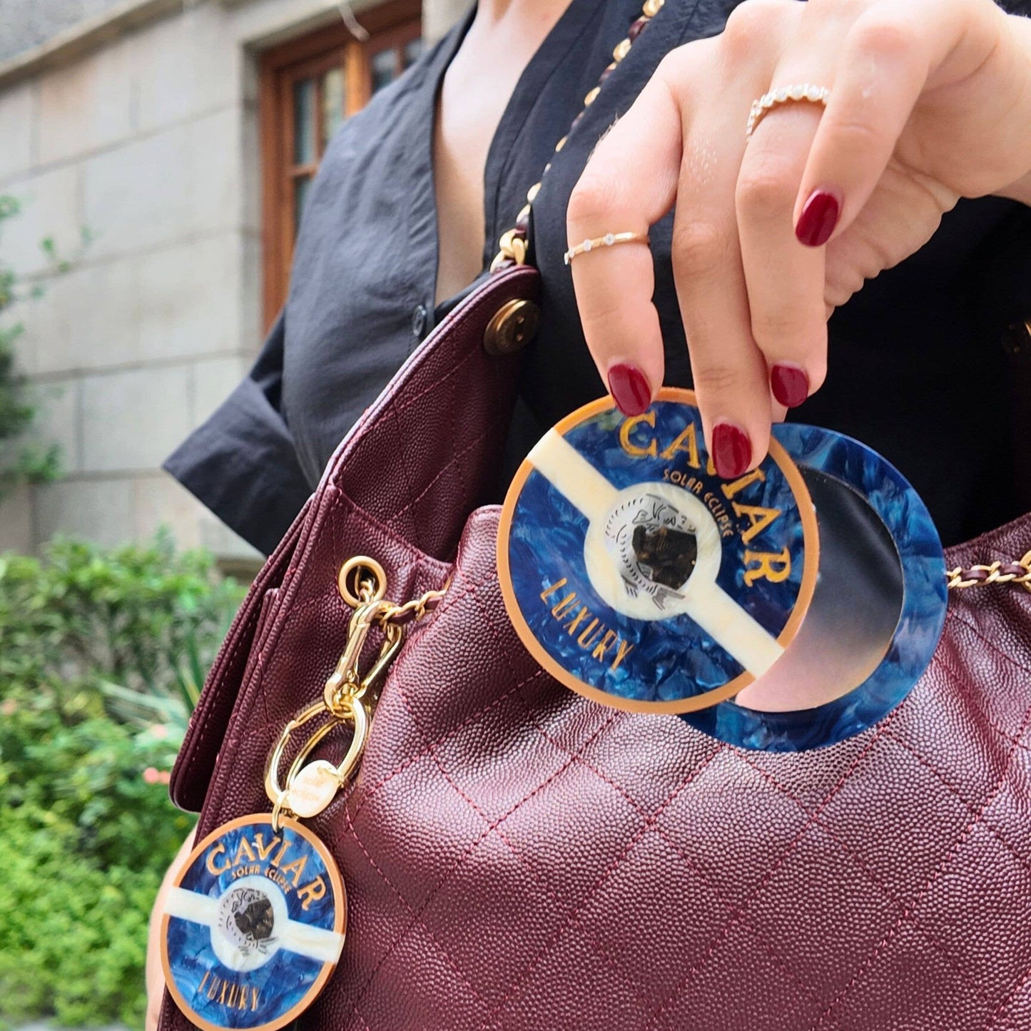 Caviar Hand-Painted Compact Mirror