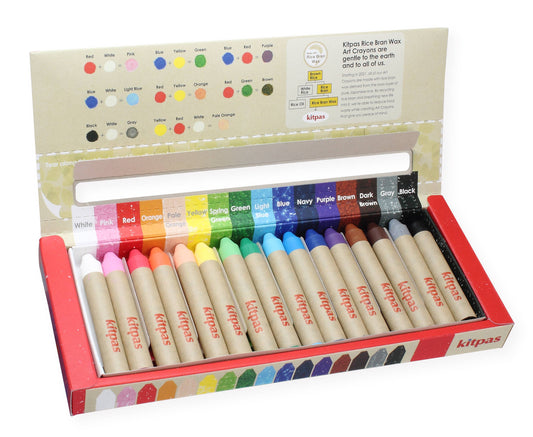 Kitpas Rice Bran Wax Crayons 16 Colours