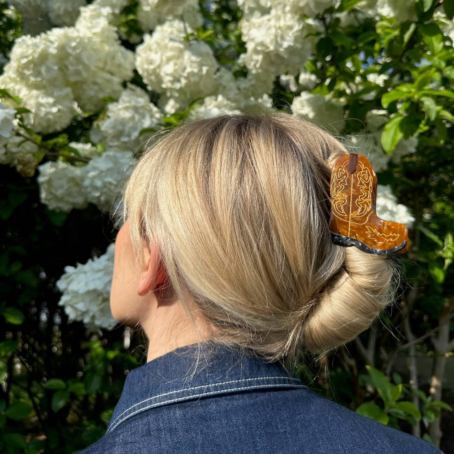 Hand-Painted Western Cowboy Boot Claw Hair Clip