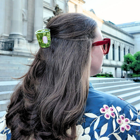 Hand-Painted Mini Matcha Claw Hair Clip