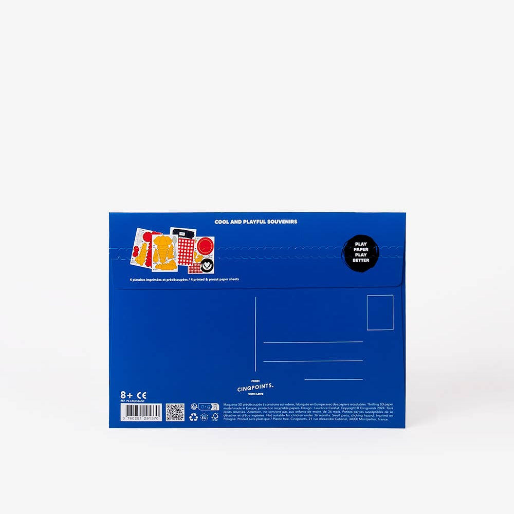 Blue packaging box with branding on a white background