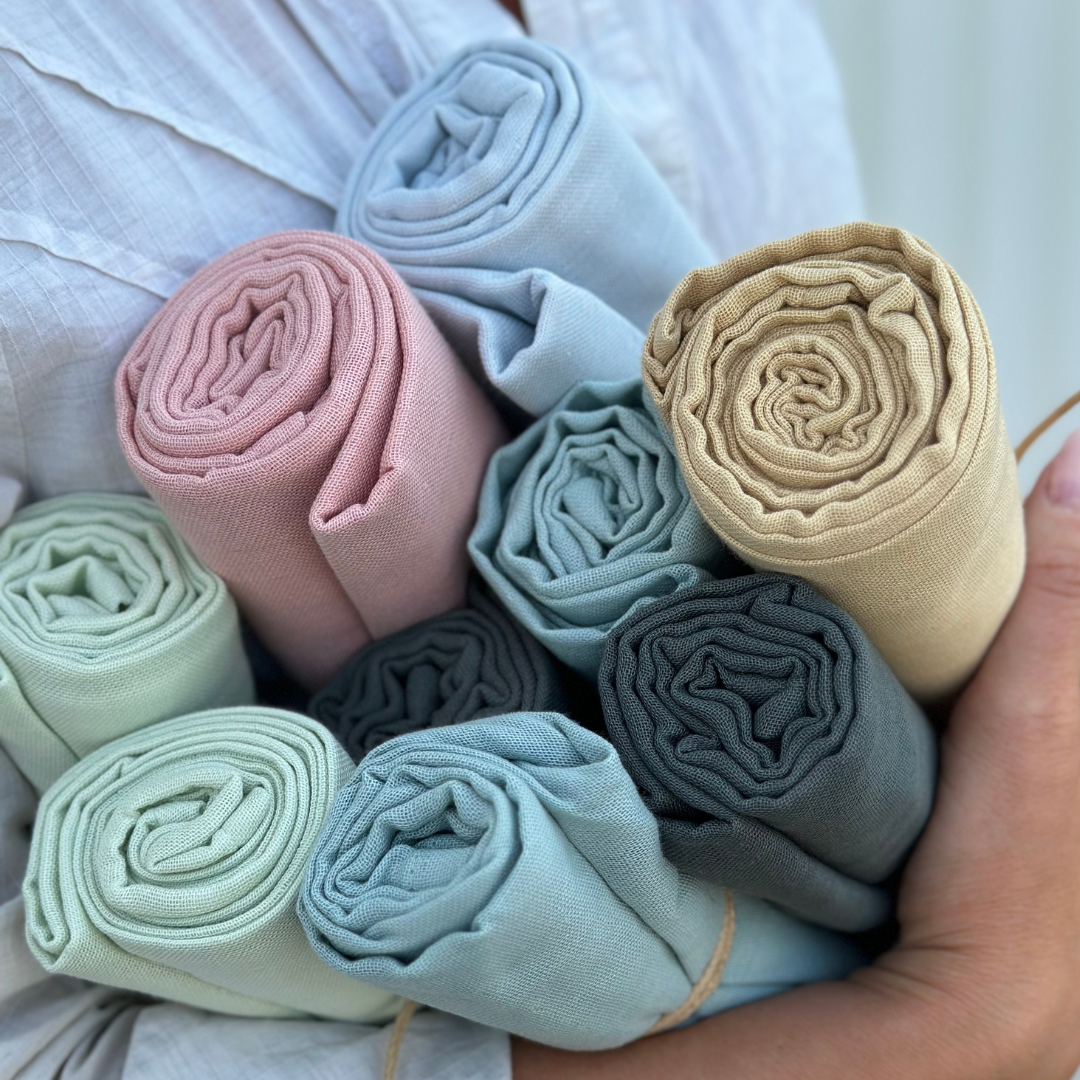 Dusty Green Muslin Cloth - 100% Organic Cotton