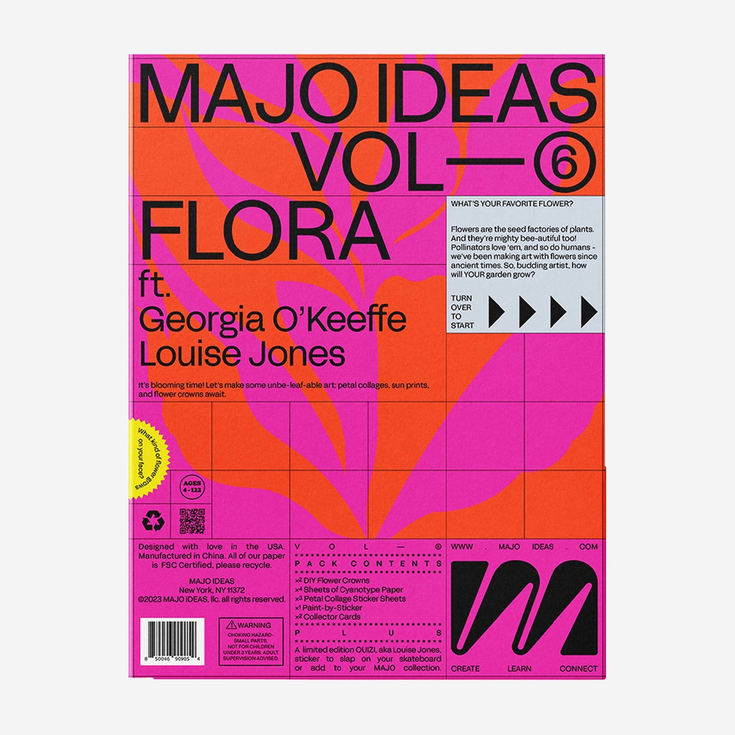 Book cover with vibrant pink and orange design featuring text and branding.