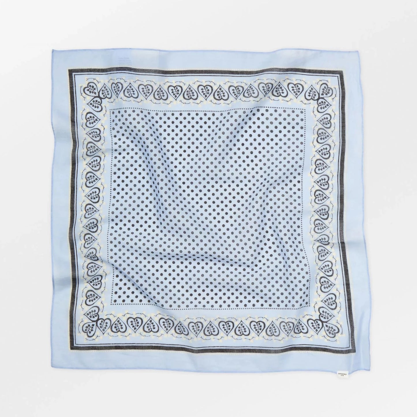 Light blue bandana with black border on a white background