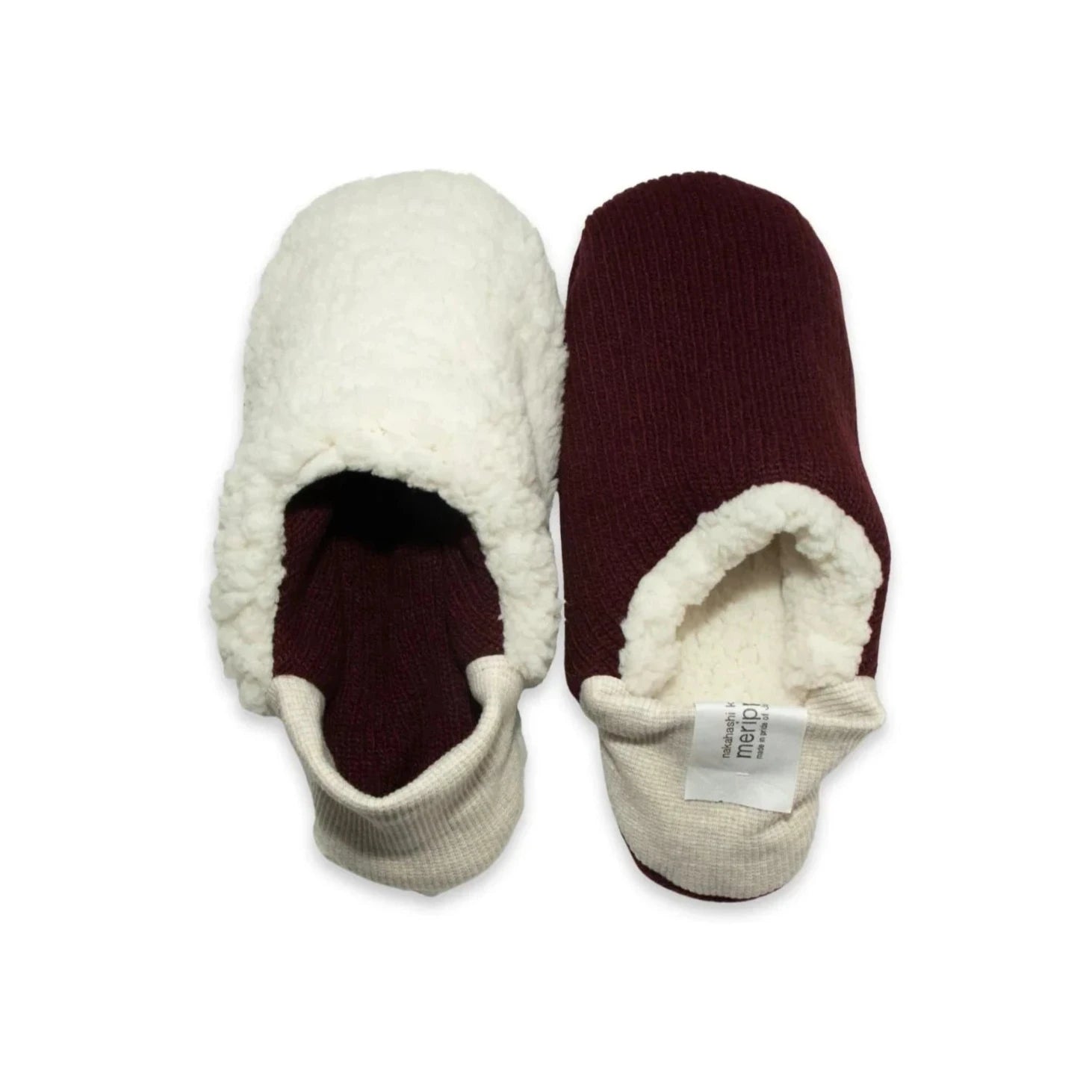 スリッパ　Siip style boa room shoes Quarter Knit x Burgundy Sheep Boa Room Shoes – Cissy Wears