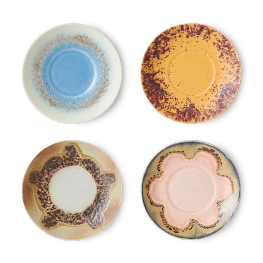 HKliving 70's Ceramics Ocean Saucers (Set Of 4)