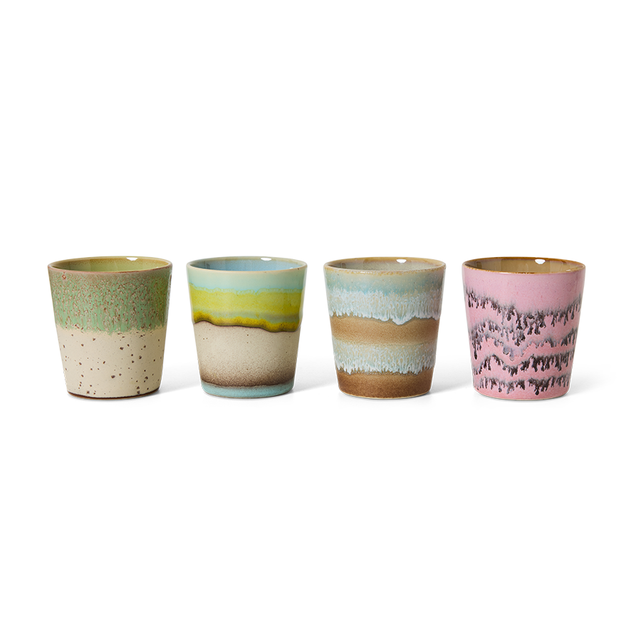 HKliving 70's Ceramics Pop Art Coffee Mugs (Set of 4)