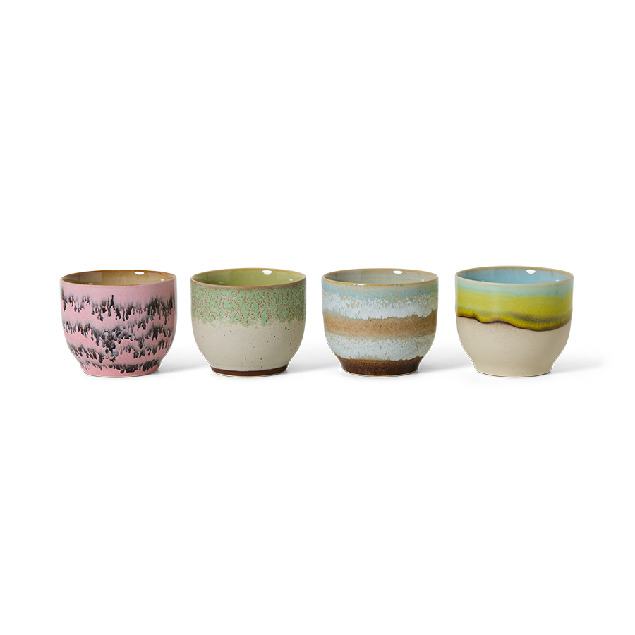 HKliving 70's Ceramics Deco Café Mugs (Set of 4)