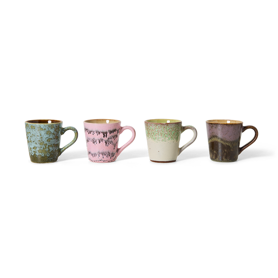 HKliving 70's Ceramics Brutalism Espresso Mugs (Set of 4)