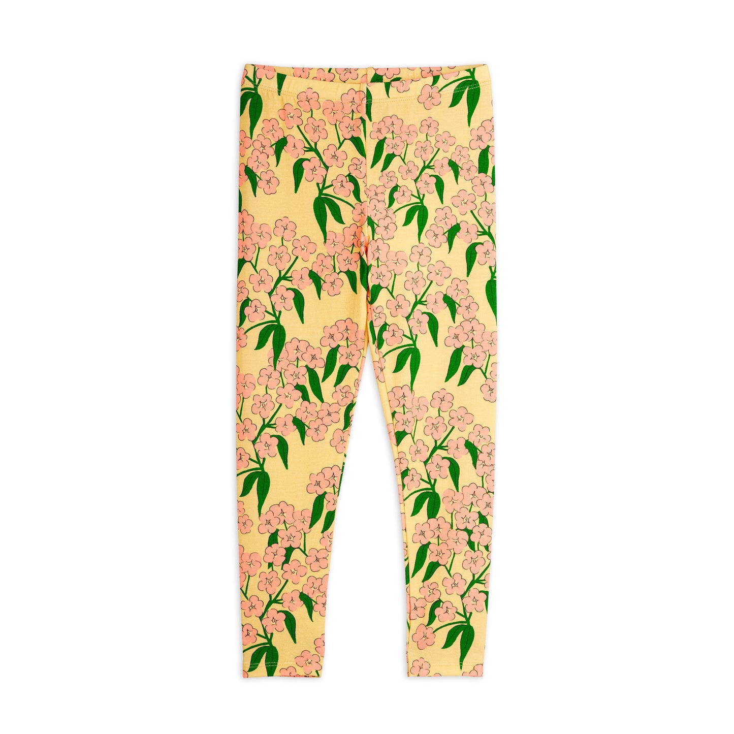 Leggings with floral pattern on a yellow background