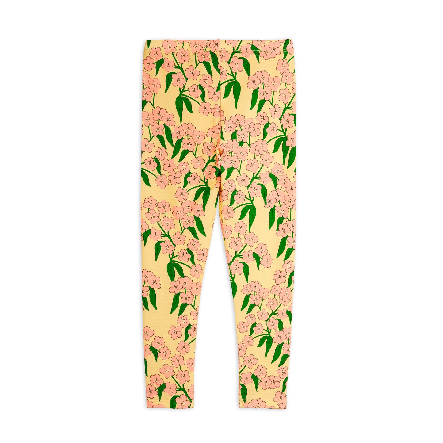 Leggings with floral pattern on a yellow background
