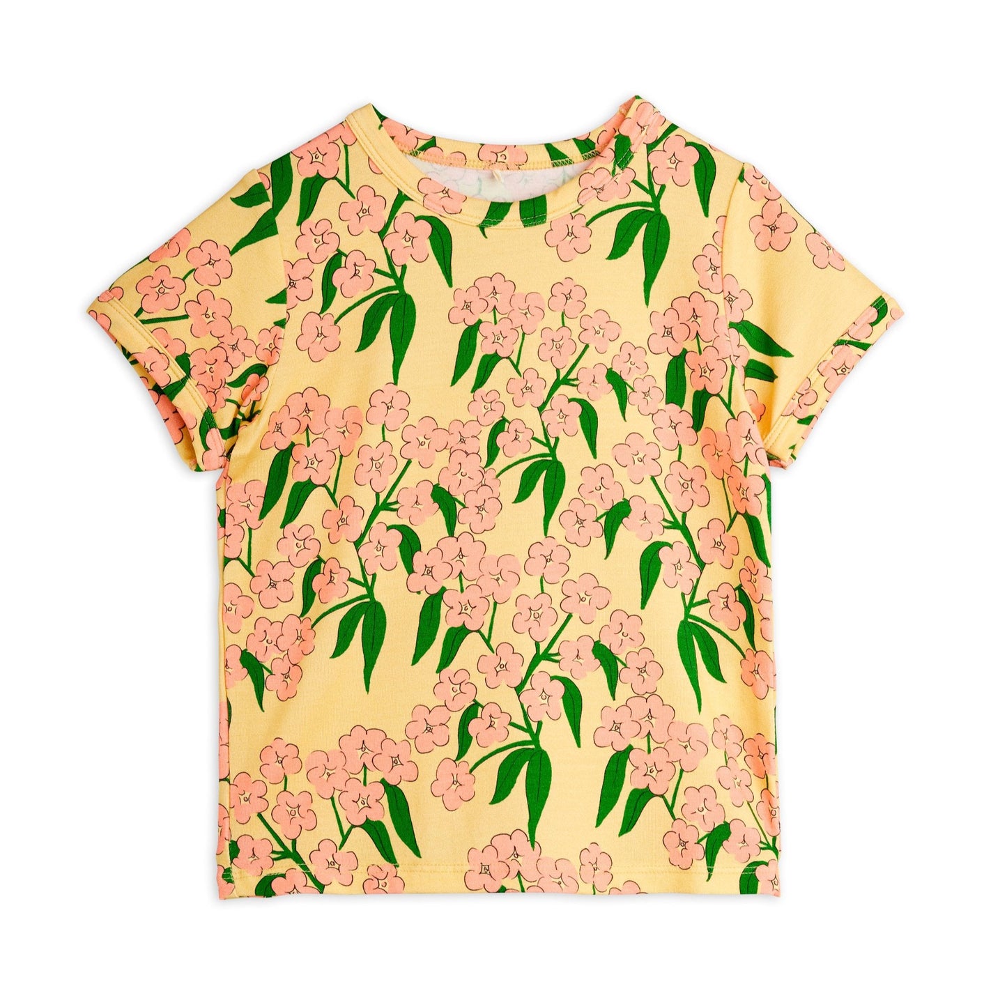 Floral patterned t-shirt on a white background