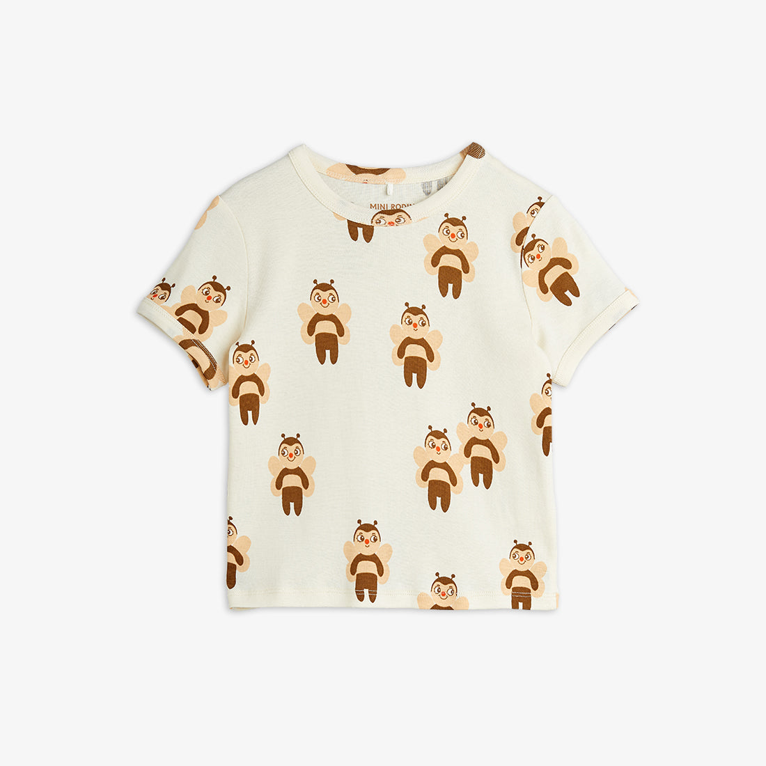 Children's t-shirt with bee pattern on a white background
