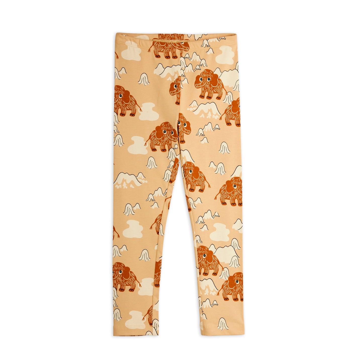 Leggings with mammoth pattern on a beige background