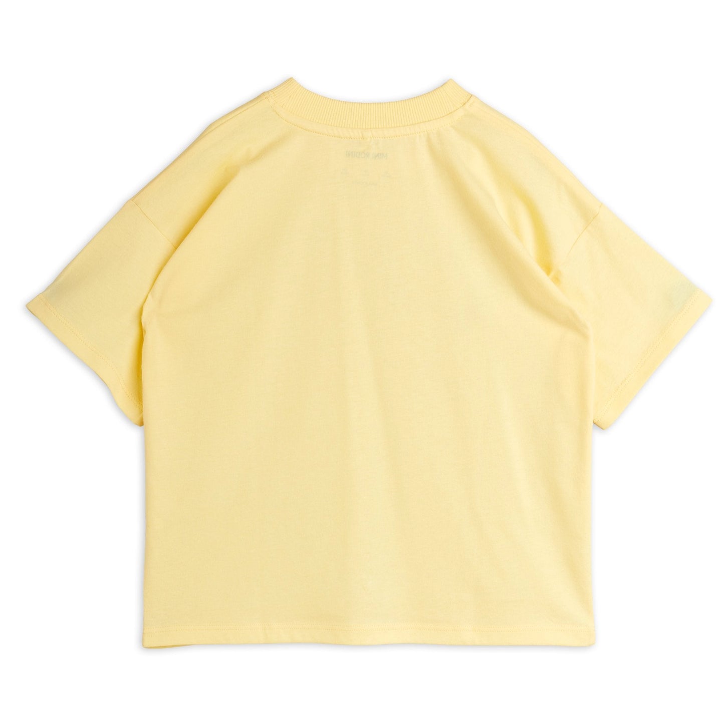 Yellow t-shirt on a white background, viewed from the back
