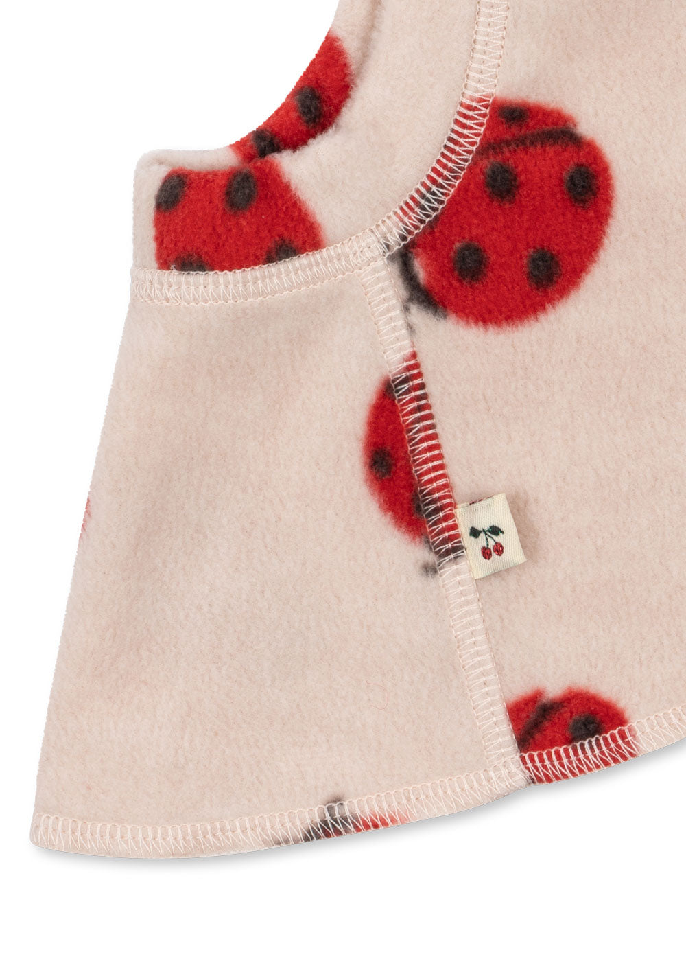 Children's balaclava with ladybug pattern on a white background