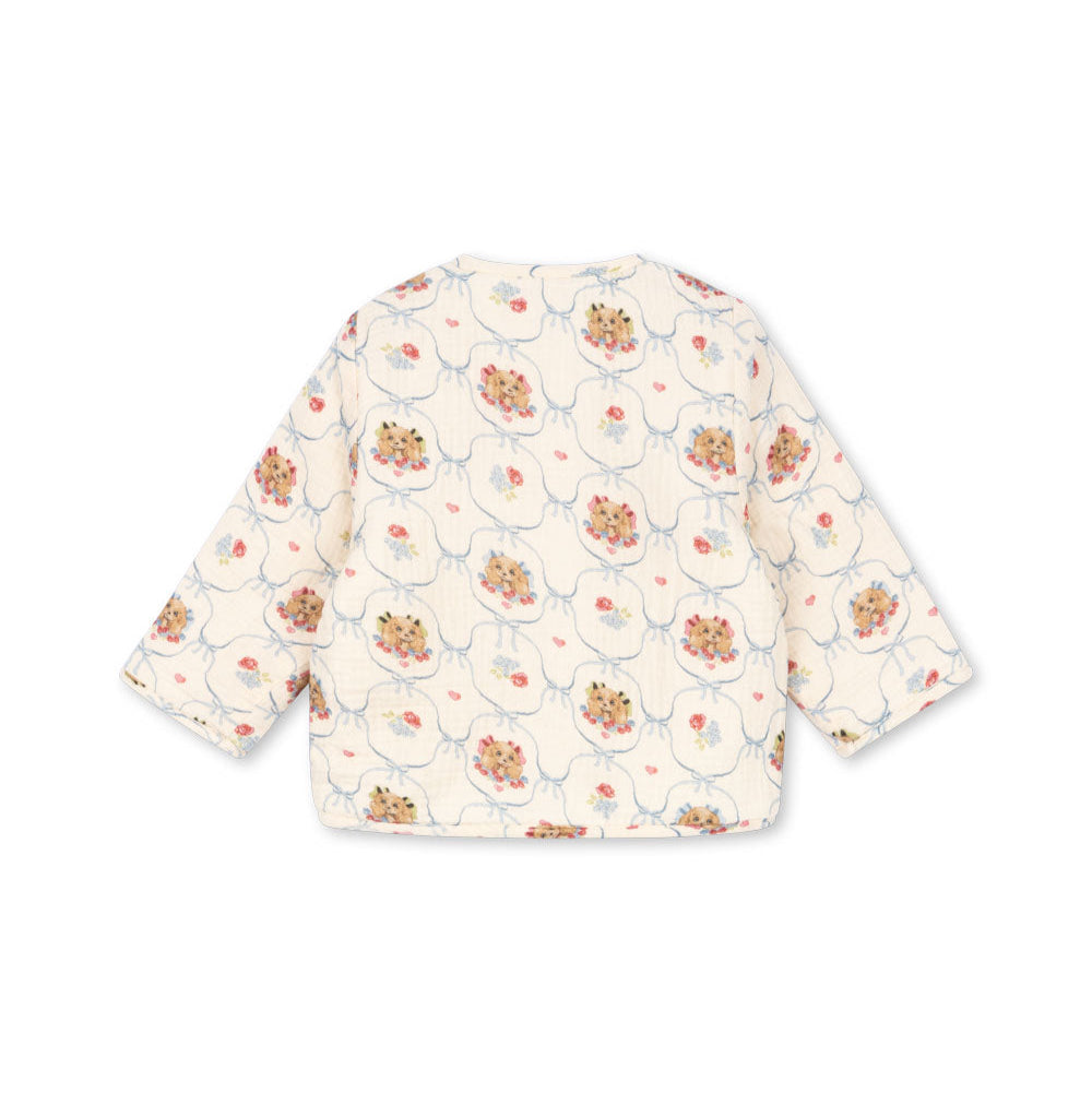 Floral patterned baby jacket on a white background