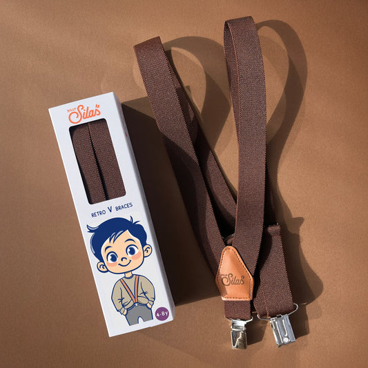 Silly Silas Chocolate Brown Retro V Braces