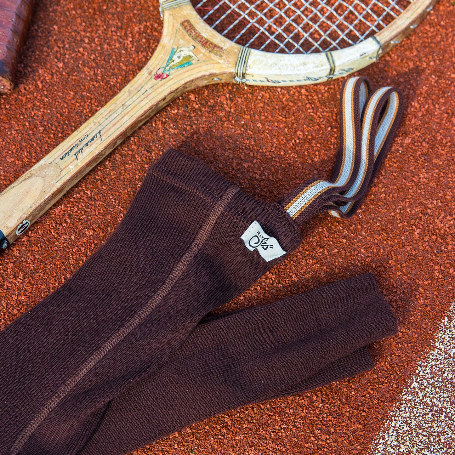 Silly Silas Chocolate Brown Striped Footless Tights with Braces