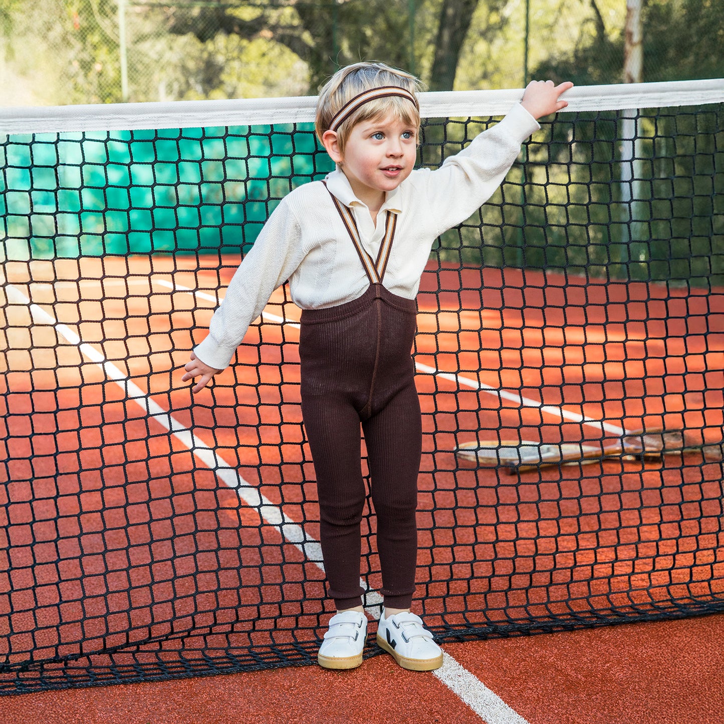 Silly Silas Chocolate Brown Striped Footless Tights with Braces